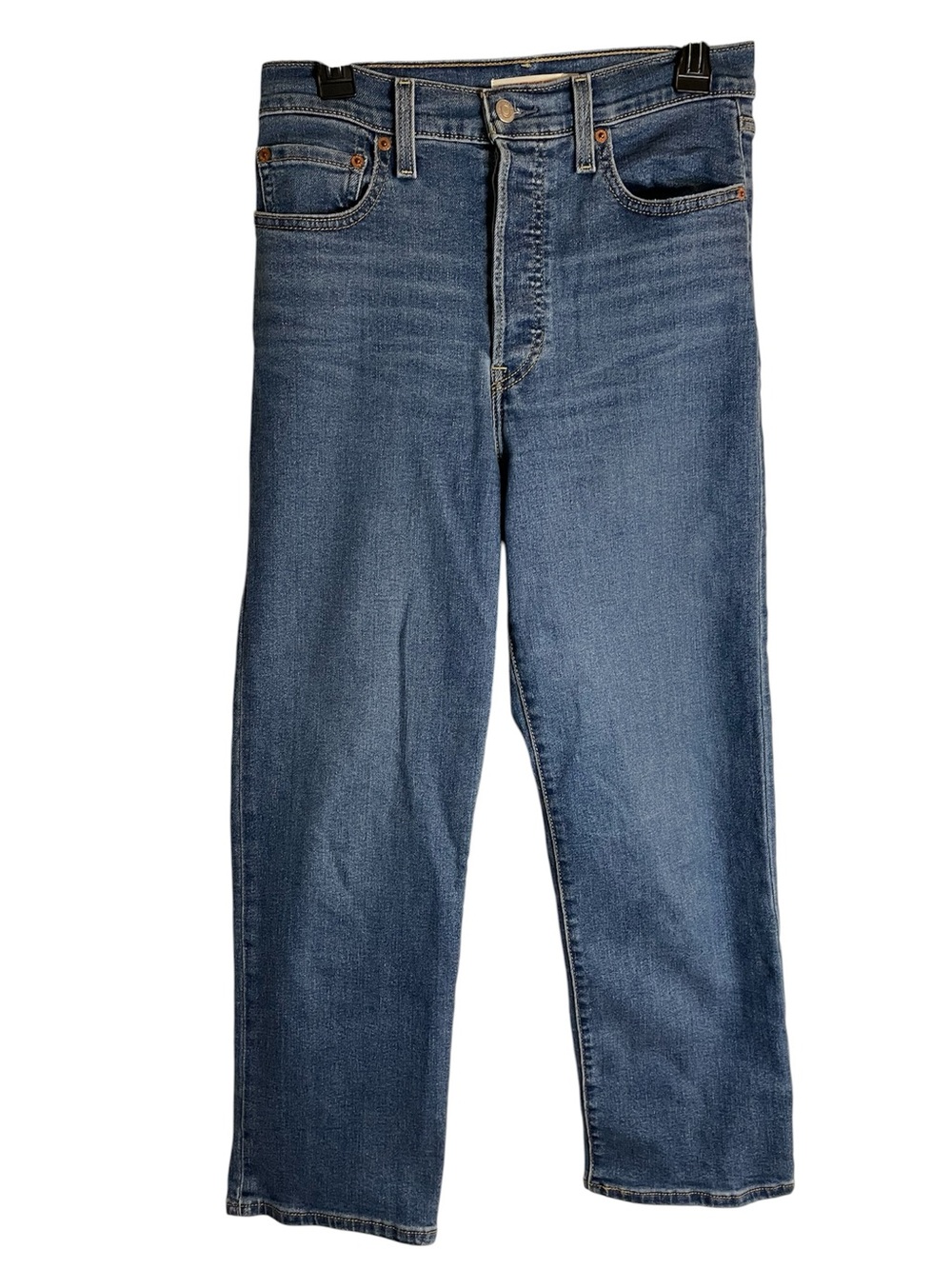 Levi's Women's Ribcage Straight Ankle Blue Denim Jeans Size 28 Buttonfly boho